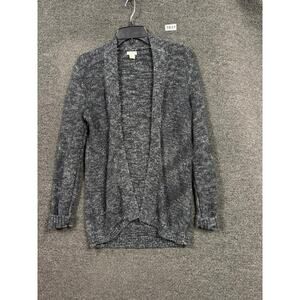 J. Crew Open Front Cardigan Sweater Womens Size S Black White Cotton Linen